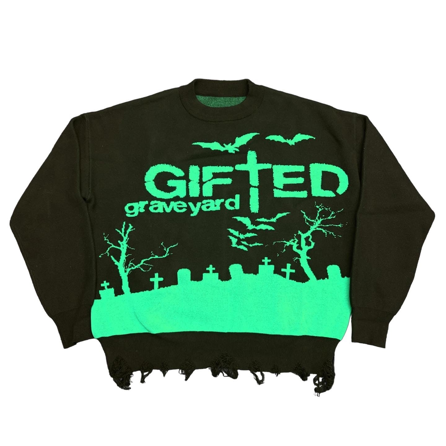 “gifted graveyard” knit sweater (green)