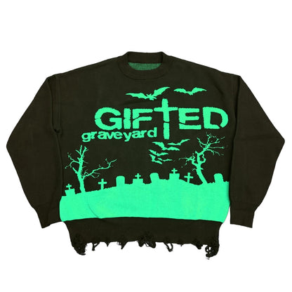 “gifted graveyard” knit sweater (green)