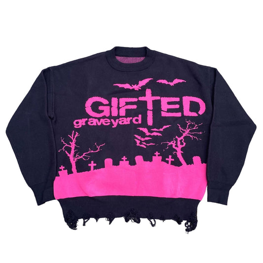 “gifted graveyard” knit sweater (pink)